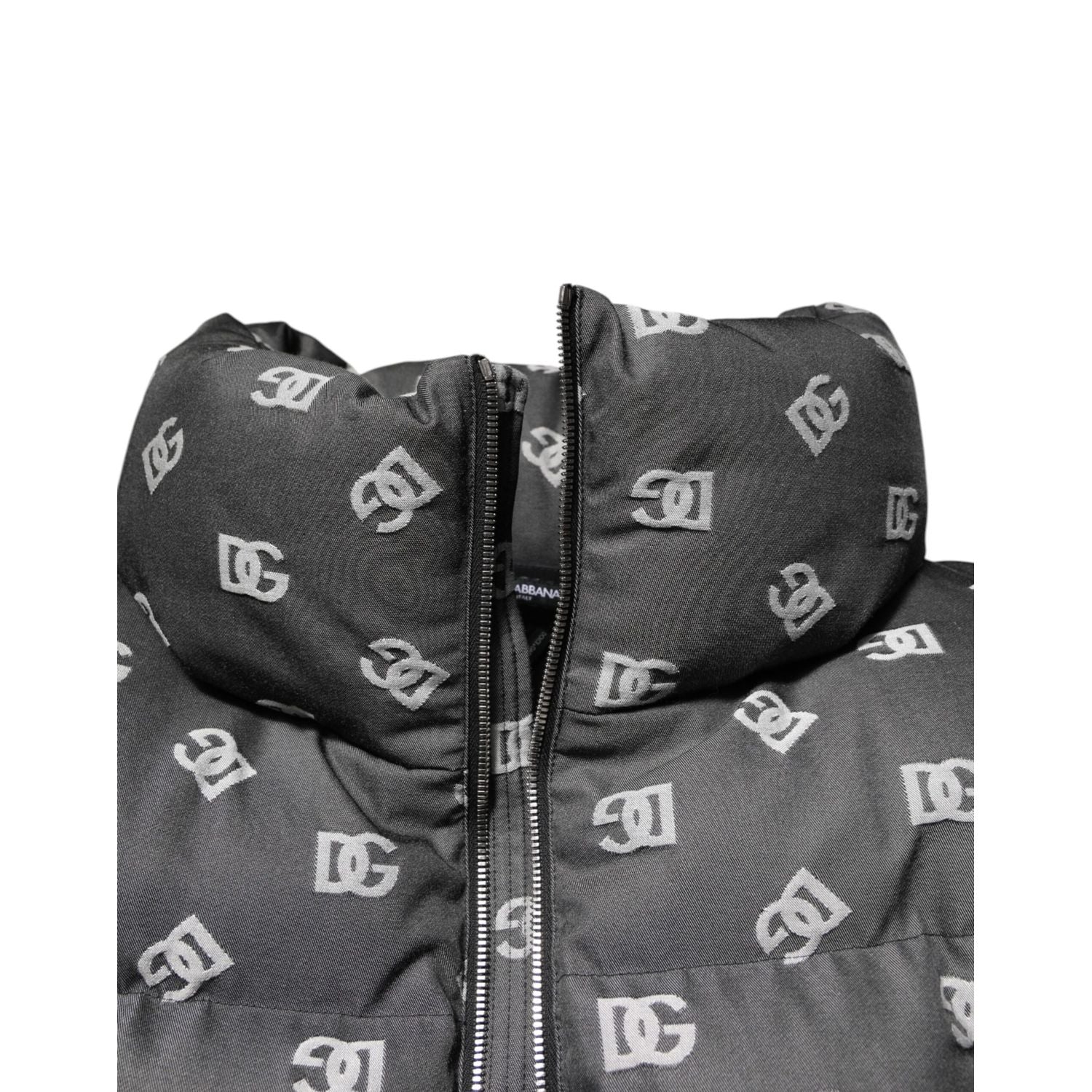 Dolce & Gabbana Black DG Monogram Full Zip Puffer Men Jacket