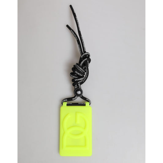 Dolce & Gabbana Yellow Green Rubber DG Embossed Adjustable Badge Holder