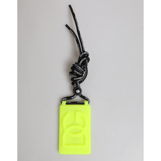 Dolce & Gabbana Yellow Green Rubber DG Embossed Adjustable Badge Holder
