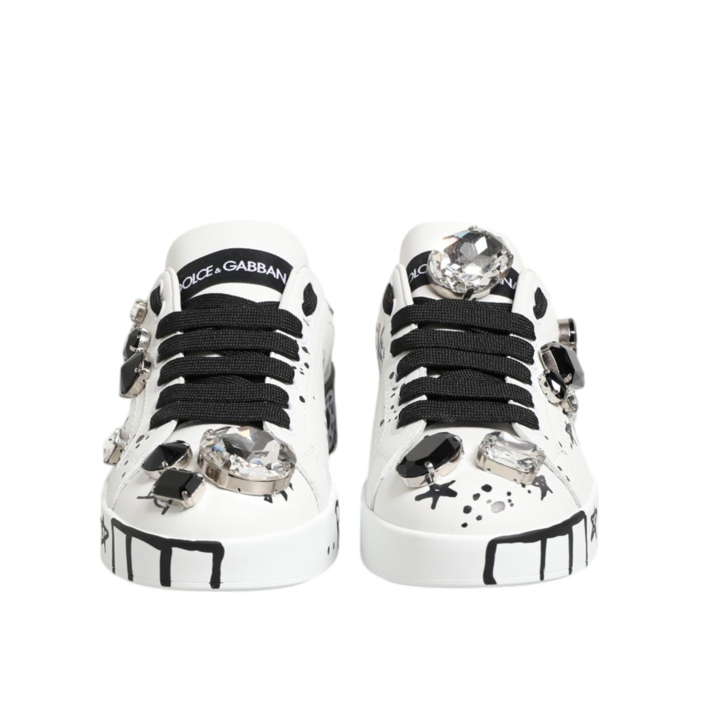 Dolce & Gabbana White Portofino Crystal Sneakers  Shoes