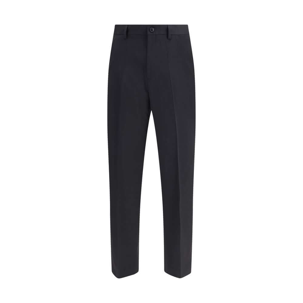 Our Legacy Black Fleece Wool Chino Pants with straight leg design, ideal for casual or formal looks, made in Portugal.