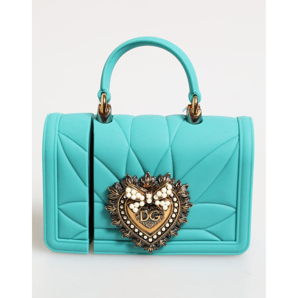 Dolce & Gabbana Turquoise Silicone Devotion Heart Cover Bag Airpods Case SMY11137