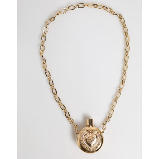 Dolce & Gabbana Gold Brass Rhinestone Devotion Charm Pendant Necklace