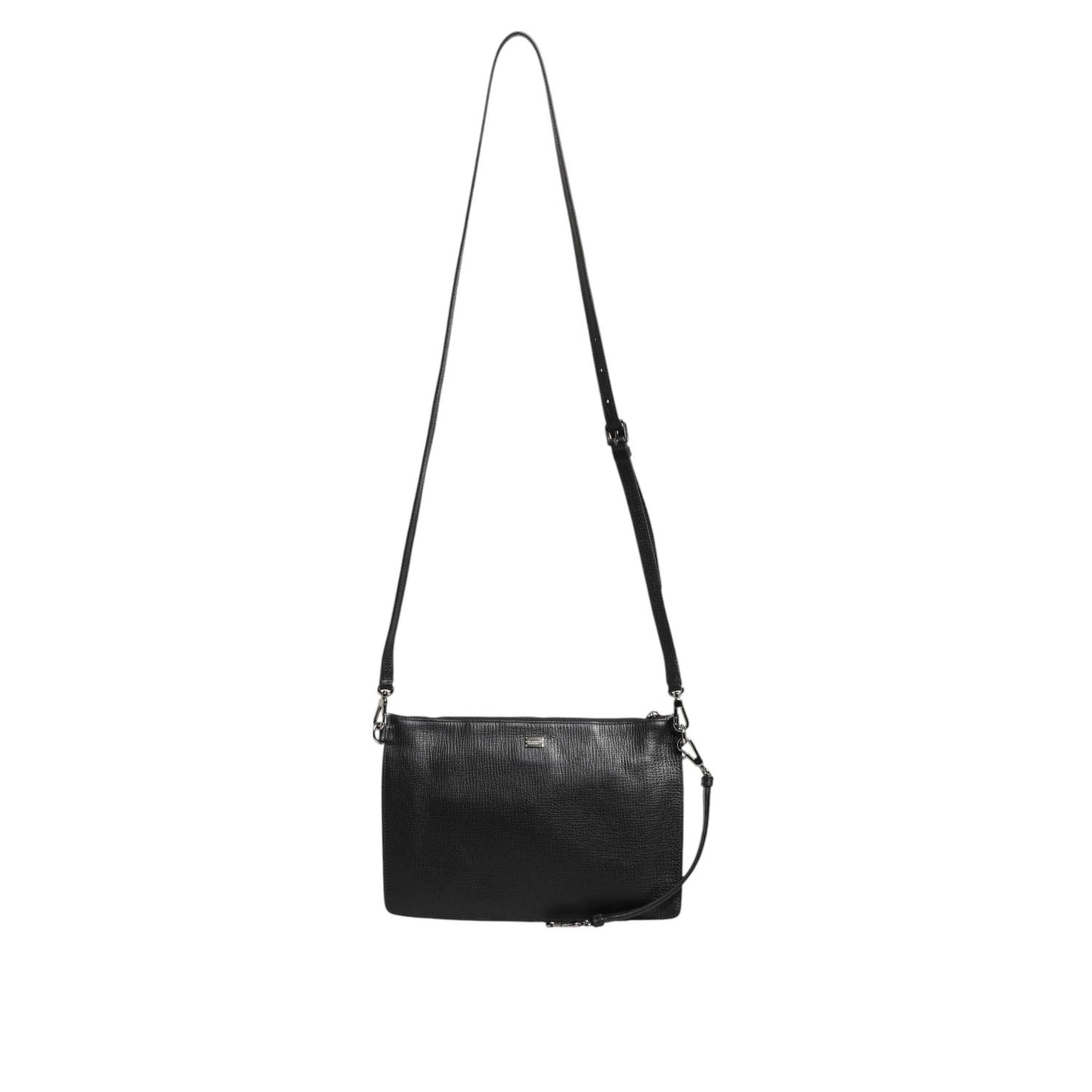 Dolce & Gabbana Black Palmellato Leather Logo Plaque Shoulder Borse Bag BAG4417