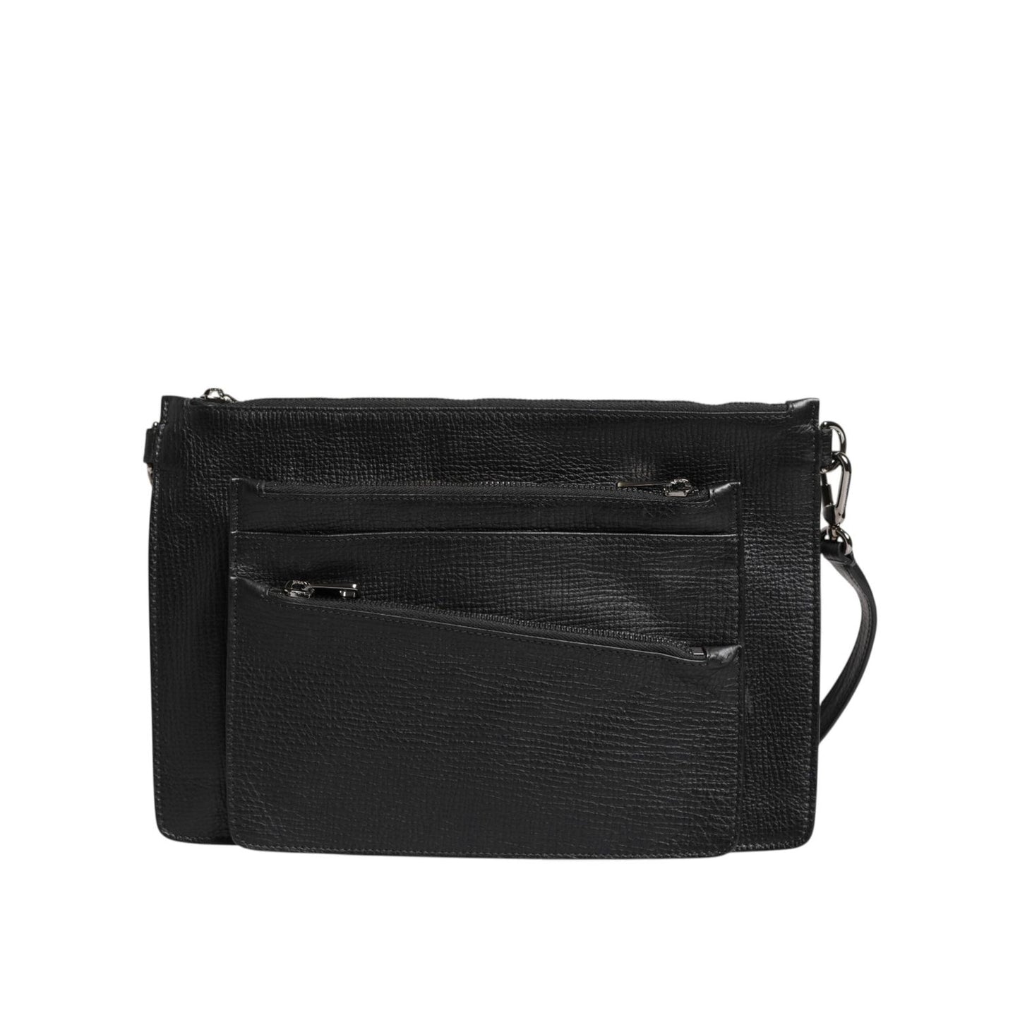 Dolce & Gabbana Black Palmellato Leather Logo Plaque Shoulder Borse Bag BAG4417