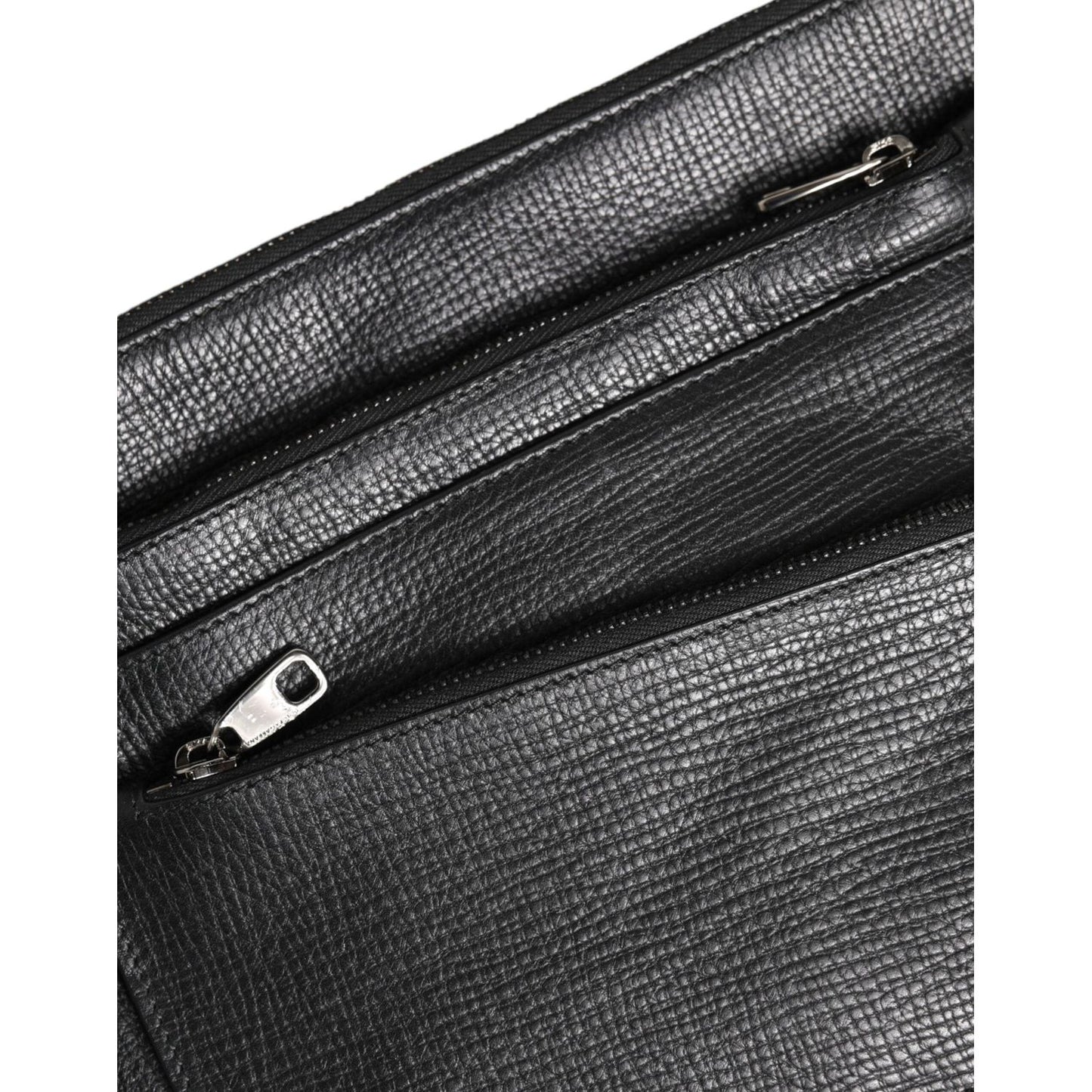 Dolce & Gabbana Black Palmellato Leather Logo Plaque Shoulder Borse Bag BAG4417