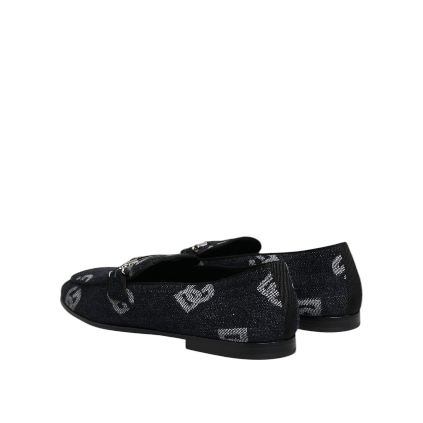 Dolce & Gabbana Blue Logo Cotton Loafers Formal Dress Shoes MV7901-43