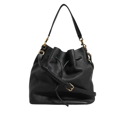 Dolce & Gabbana Black Leather Shoulder Crossbody Bucket Women Borse Bag