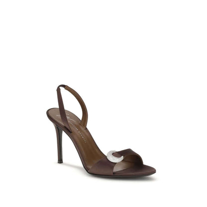 Giuseppe Zanotti Brown Silk Stiletto Heel Sandals