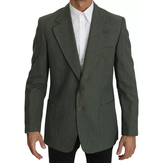 Romeo Gigli Green Linen Blazer One Piece Single Breasted Jacket KOS1616-50