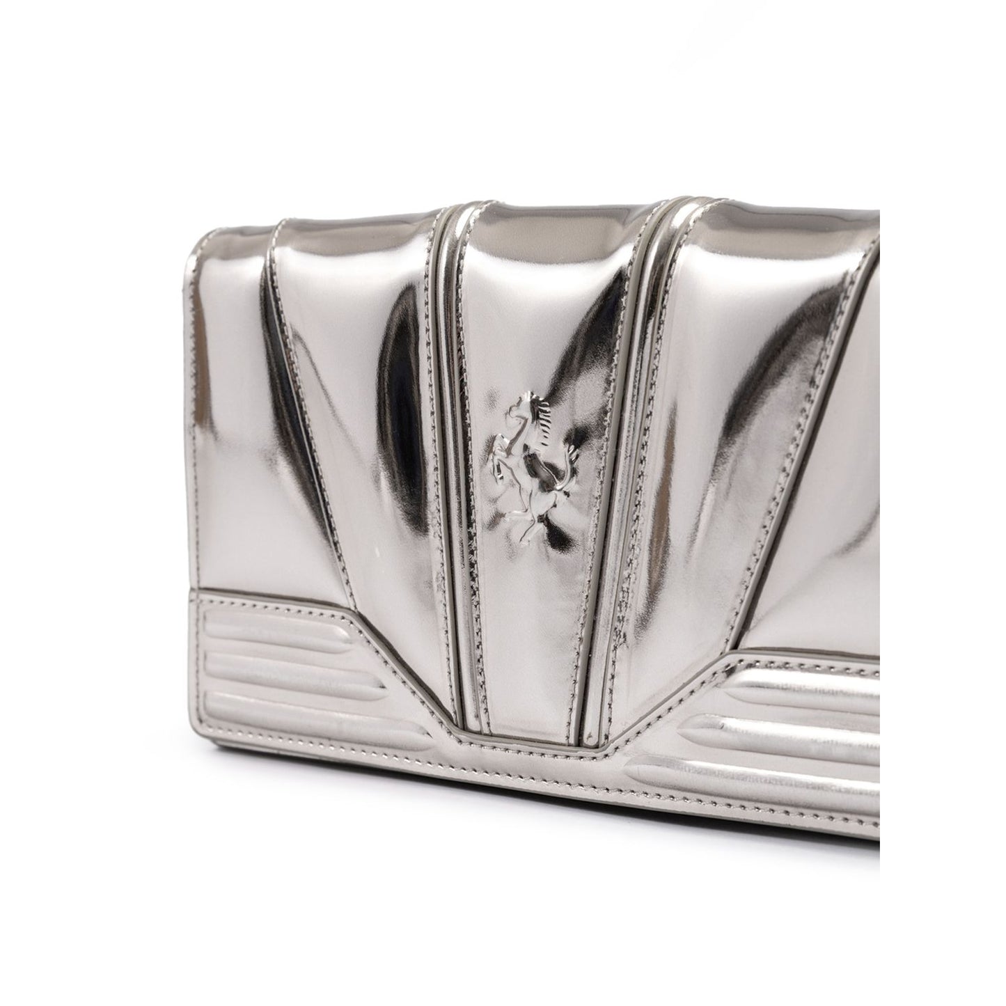 Ferrari Metal Silver GT patent leather bag with chain