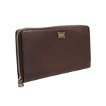 Dolce & Gabbana Brown Calfskin Leather Logo Zip Around Continental Wallet BAG4694