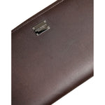 Dolce & Gabbana Brown Calfskin Leather Logo Zip Around Continental Wallet BAG4694