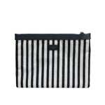 Dolce & Gabbana Black White Striped Logo Plaque Clutch Pouch Bag BAG4684