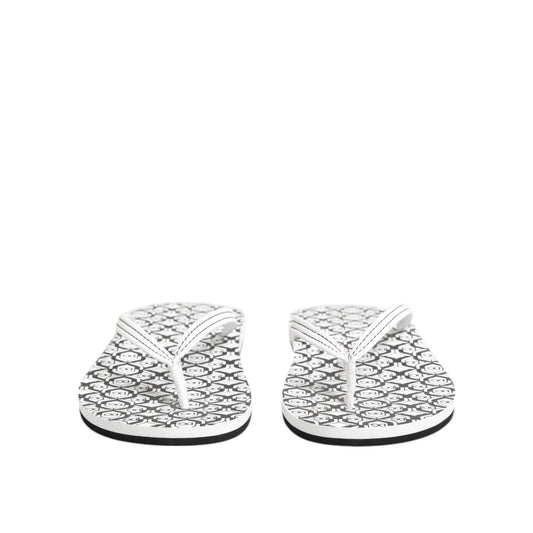 Dolce & Gabbana Black White Logo Beachwear Flats Slipper Shoes