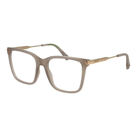 Polaroid Beige Unisex Glasses Frame with full-rim polyamide square design, 53-18-140 size, includes branded case.