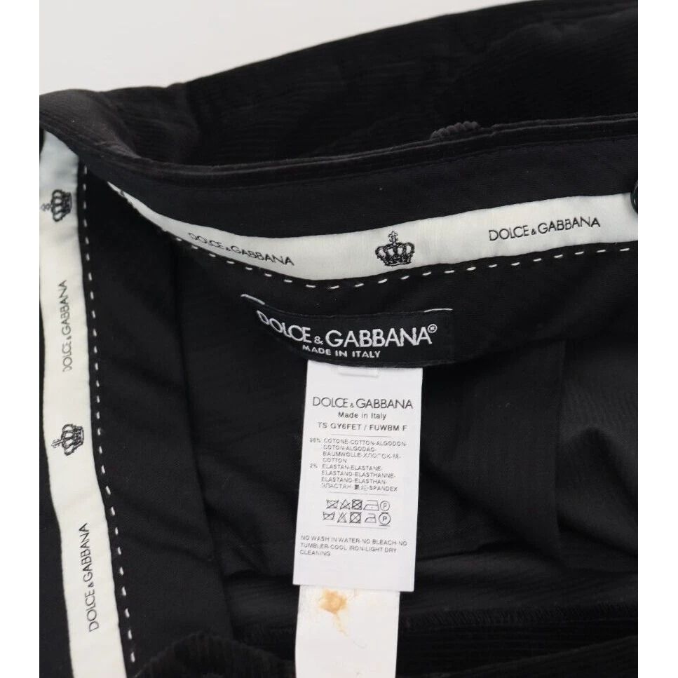 Dolce & Gabbana Black Stretch Cotton Slim Trousers Chino Pants