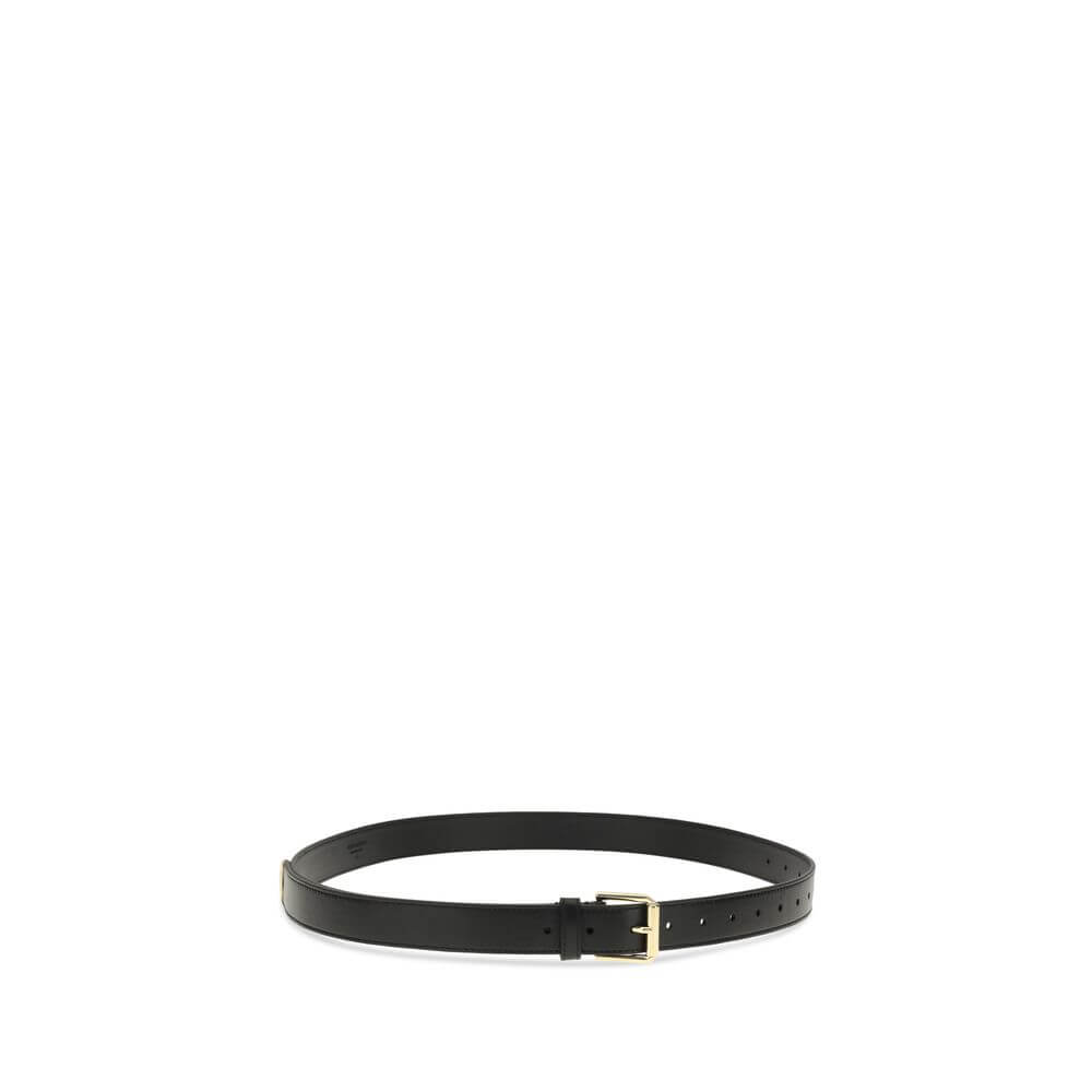 Givenchy Black Calf Leather Bos Taurus Regular Belt with gold metal details and logo, AW25 sophisticated accessory.