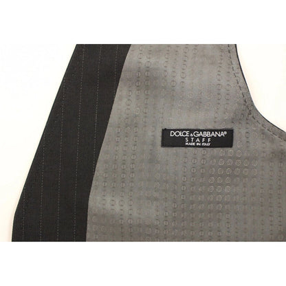 Dolce & Gabbana Gray Striped Formal Dress Gilet Vest