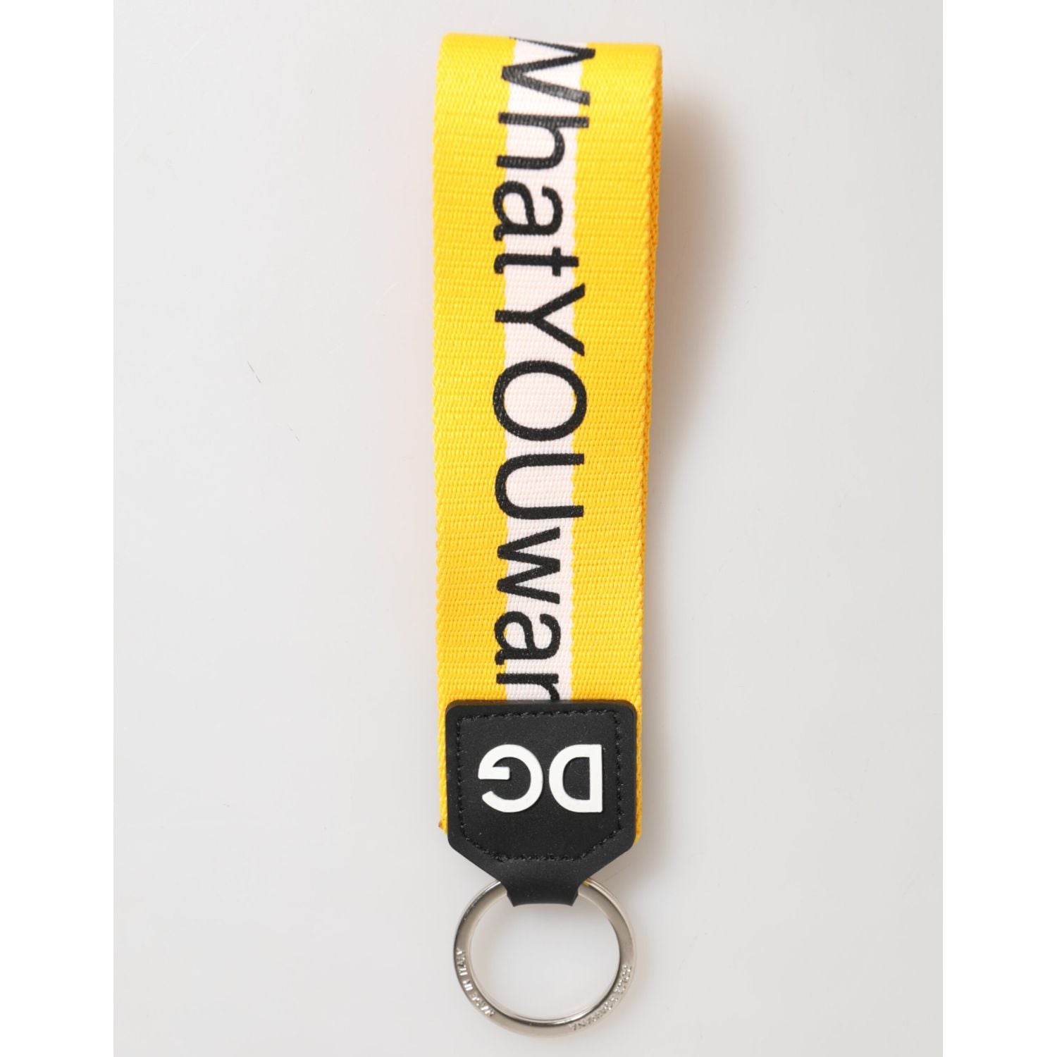Dolce & Gabbana Yellow Logo Polyester Silver Brass Holder Keychain Keyring