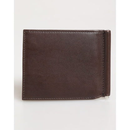 Dolce & Gabbana Brown Leather DG Logo Engrave Bifold Card Holder Wallet
