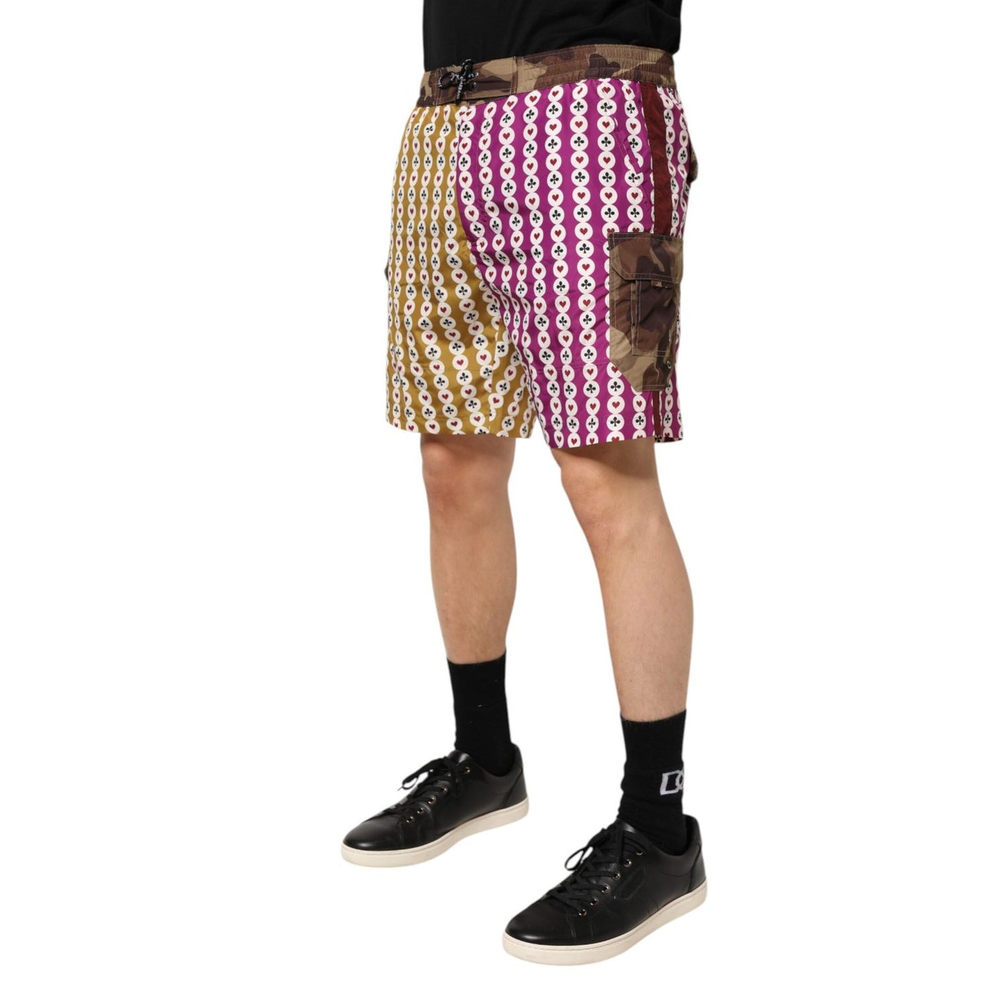 Dolce & Gabbana Multicolor Playing Card Camouflage Shorts Swimwear