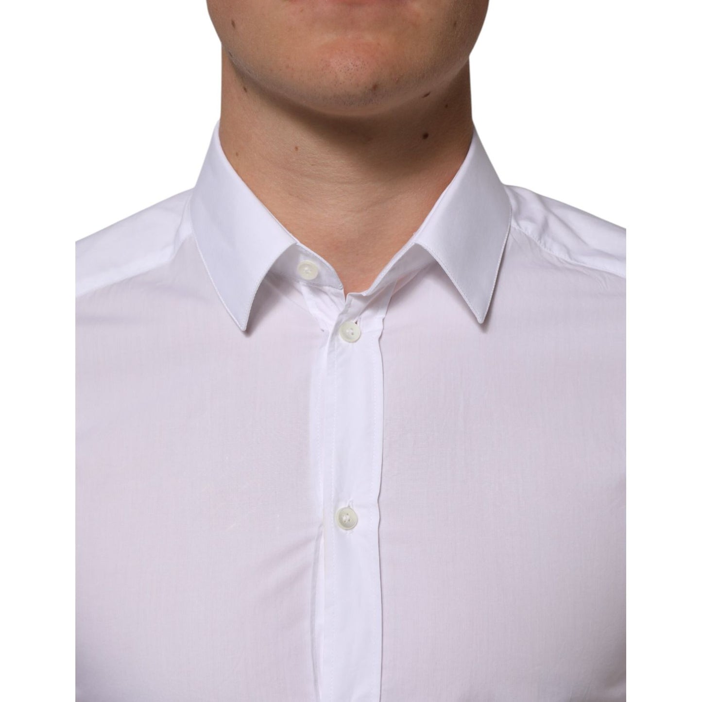 Dolce & Gabbana White Cotton GOLD Formal Men Longsleeves Shirt