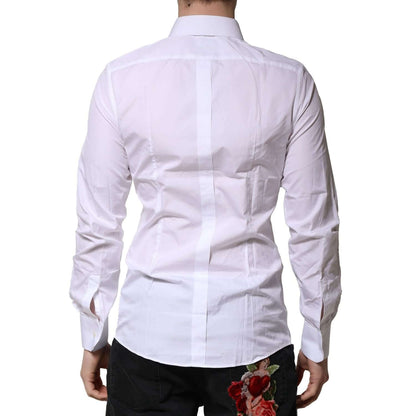 Dolce & Gabbana White Cotton GOLD Long Sleeves Formal Shirt