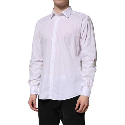 Dolce & Gabbana White Cotton STAFF Long Sleeves Forma Shirt