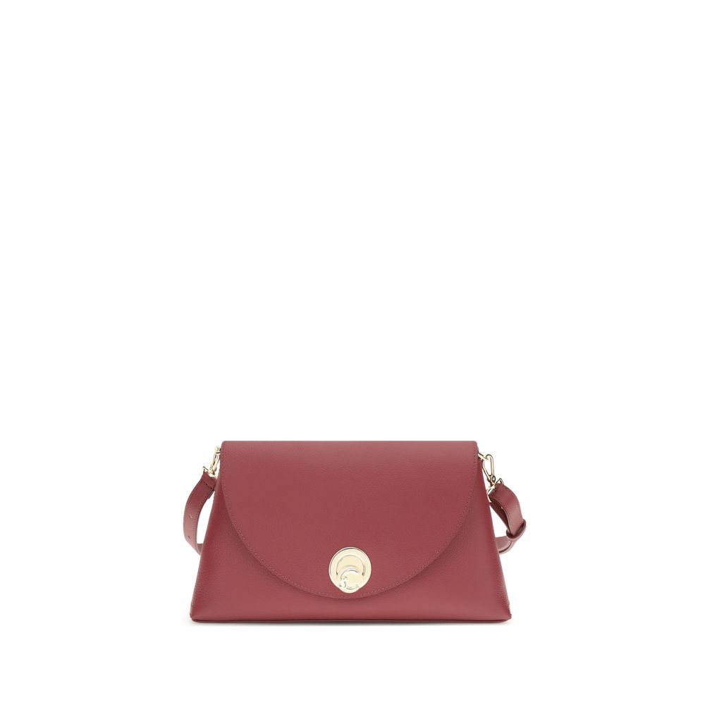Coccinelle Red Calf Leather Bos Taurus Shoulder Bag with twist lock and adjustable handle