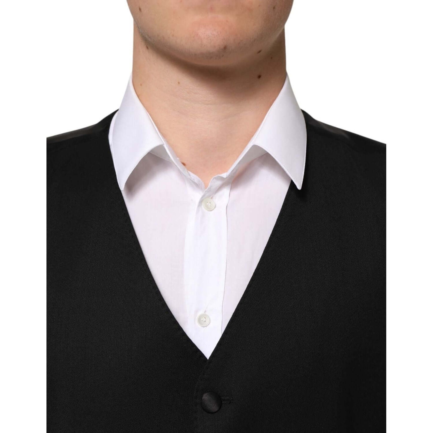 Dolce & Gabbana Black Wool Dress Formal Men Waistcoat Vest