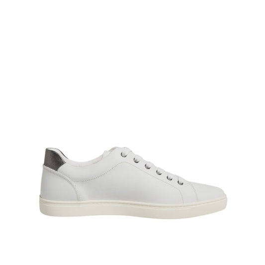 Dolce & Gabbana White Silver Sacred Heart Men Sneakers Shoes