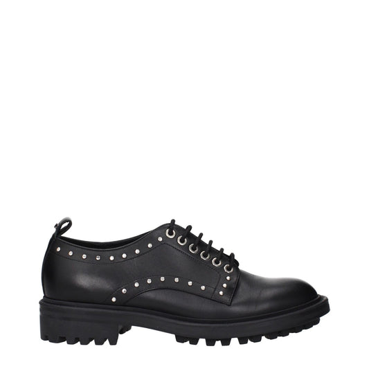 Max Mara Black Leather Oxfords And Derbies with studs and back detail, MPN 552607226001, code F84147, lace up and monkstrap design.