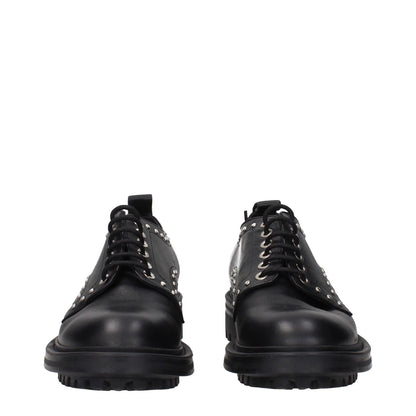 Max Mara Black Leather Oxfords And Derbies with studs and lace-up monkstrap design.