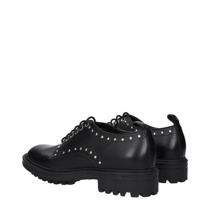Max Mara Black Leather Oxfords And Derbies with studs and back detail, lace-up and monkstrap design, MPN 552607226001, code F84147