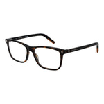 Ermenegildo Zegna Brown Men Glasses Frame in acetate full-rim rectangle style with demo plastic lenses, size 56-17-145.
