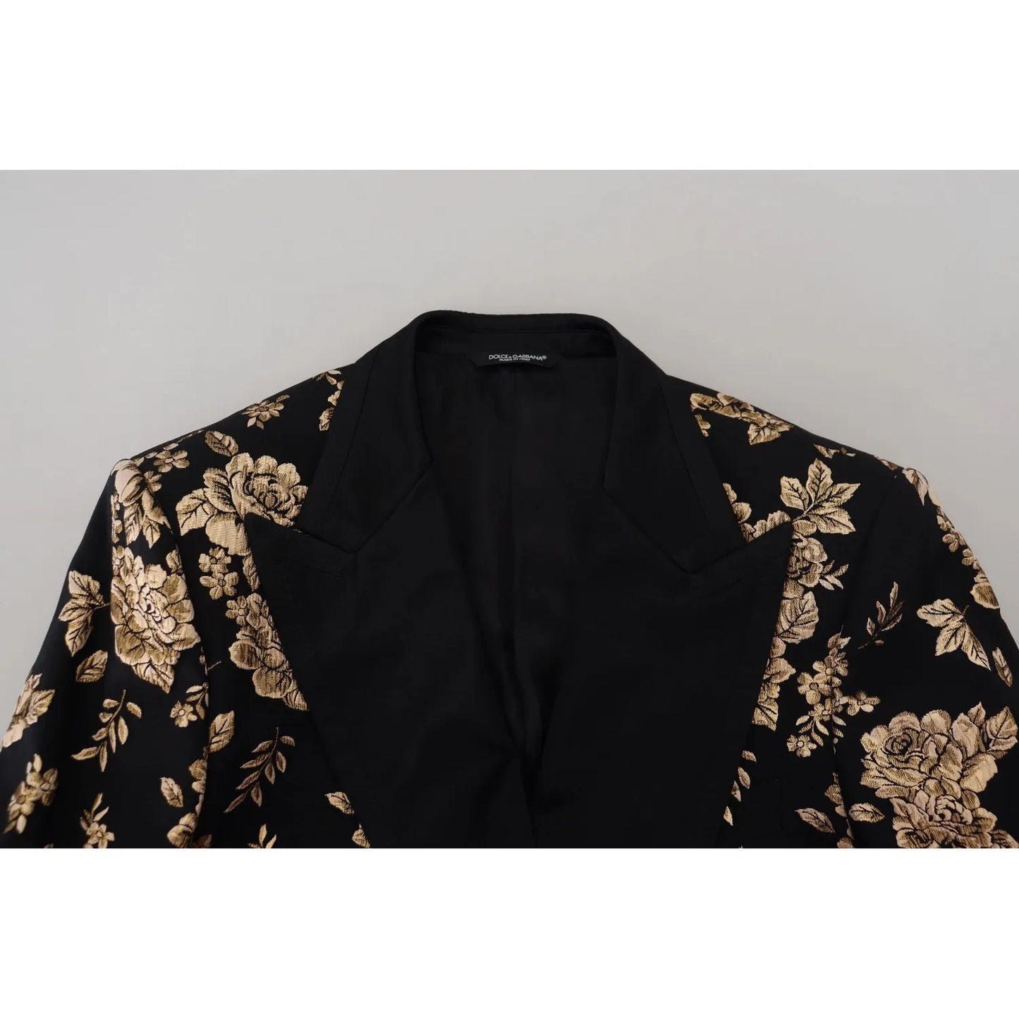 Dolce & Gabbana Gold Black Floral Embroidered Jacket Blazer KOS2121-48