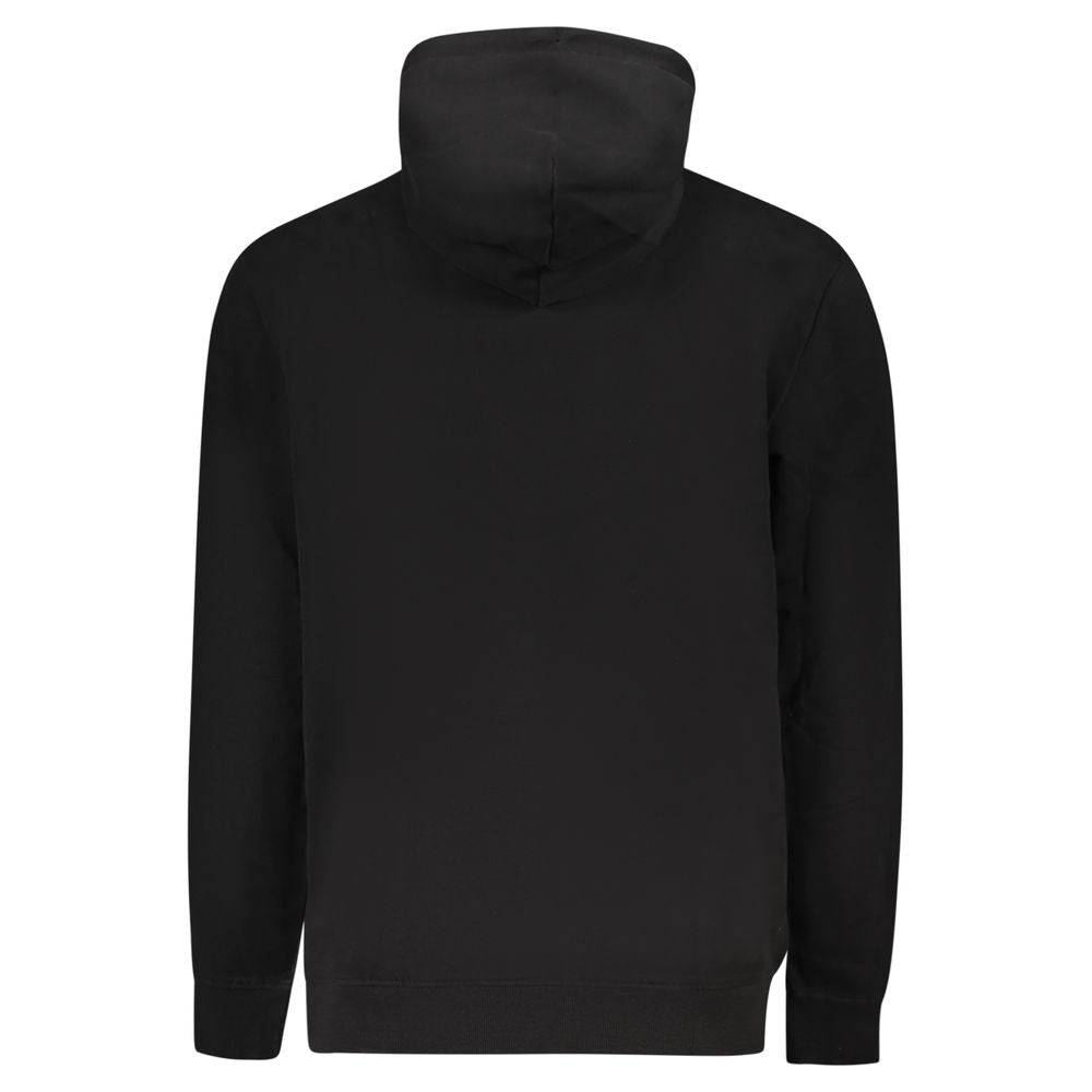 Back view of Tommy Hilfiger Black Cotton Men Sweater featuring hood and sleek design