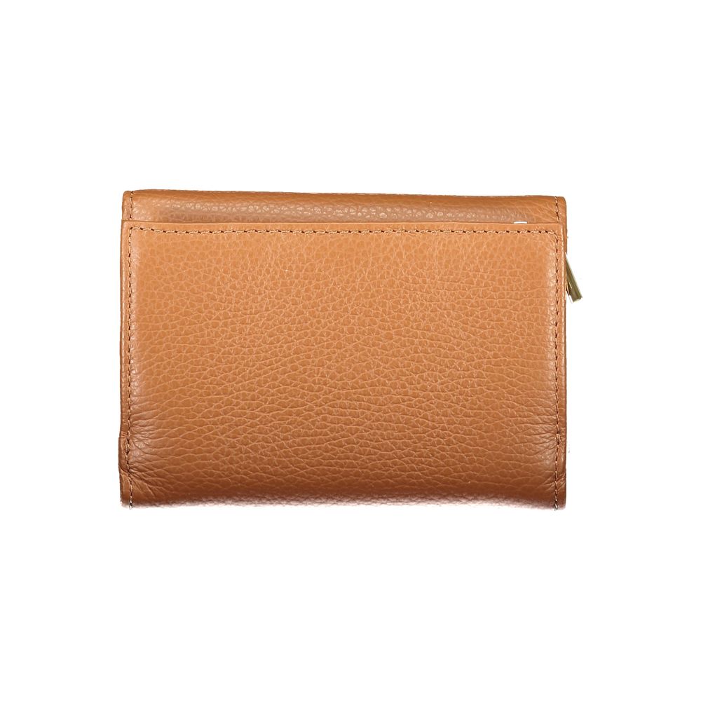 Coccinelle Brown Leather Women Wallet with elegant design, featuring multiple compartments, card spaces, and a coin pocket.