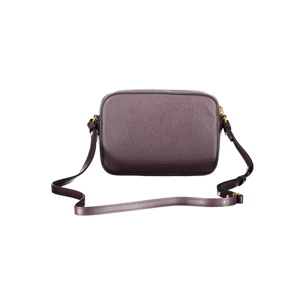 Coccinelle Purple Leather Women Handbag with adjustable strap, showcasing Italian craftsmanship and modern flair.