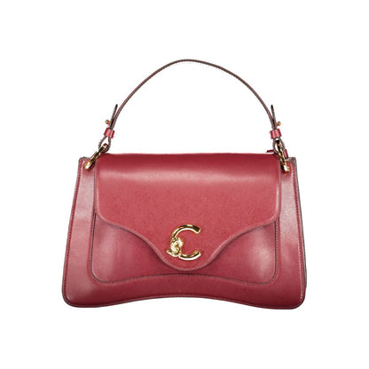 Coccinelle Purple Leather Women Handbag with gold accents, showcasing luxury Italian craftsmanship with versatile strap options.