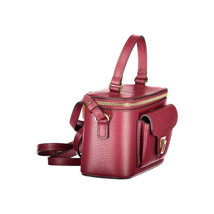 Coccinelle Purple Leather Women Handbag with handle and pocket, elegant design with adjustable strap and secure zip closure.