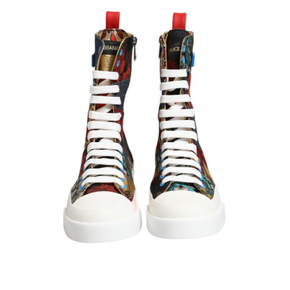 Dolce & Gabbana Multicolor Patchwork High Top Sneakers Shoes