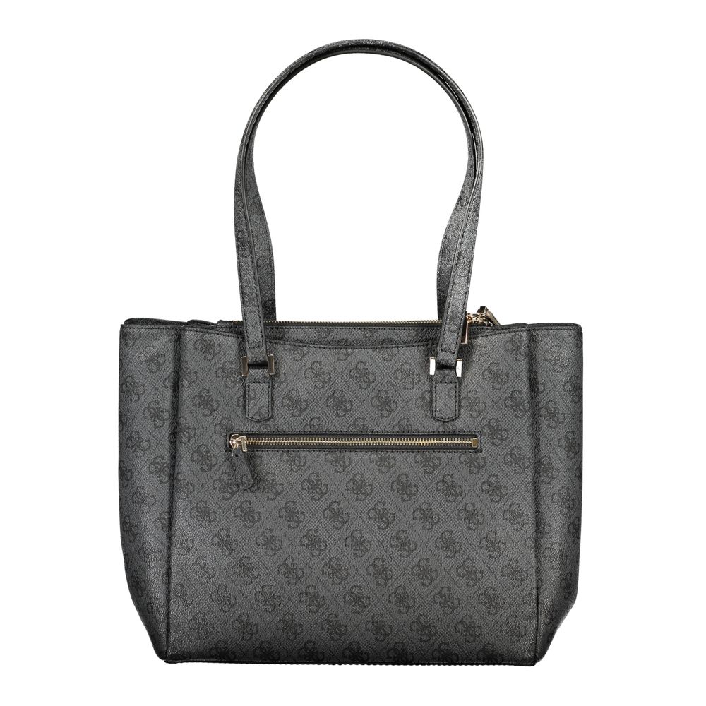 Guess Jeans Black Polyethylene Women Handbag with shoulder straps and external pocket, perfect for modern chic style.