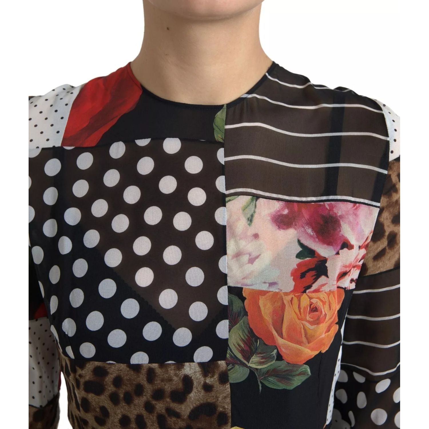 Dolce & Gabbana Multicolor Patchwork Floral Leopard Dress