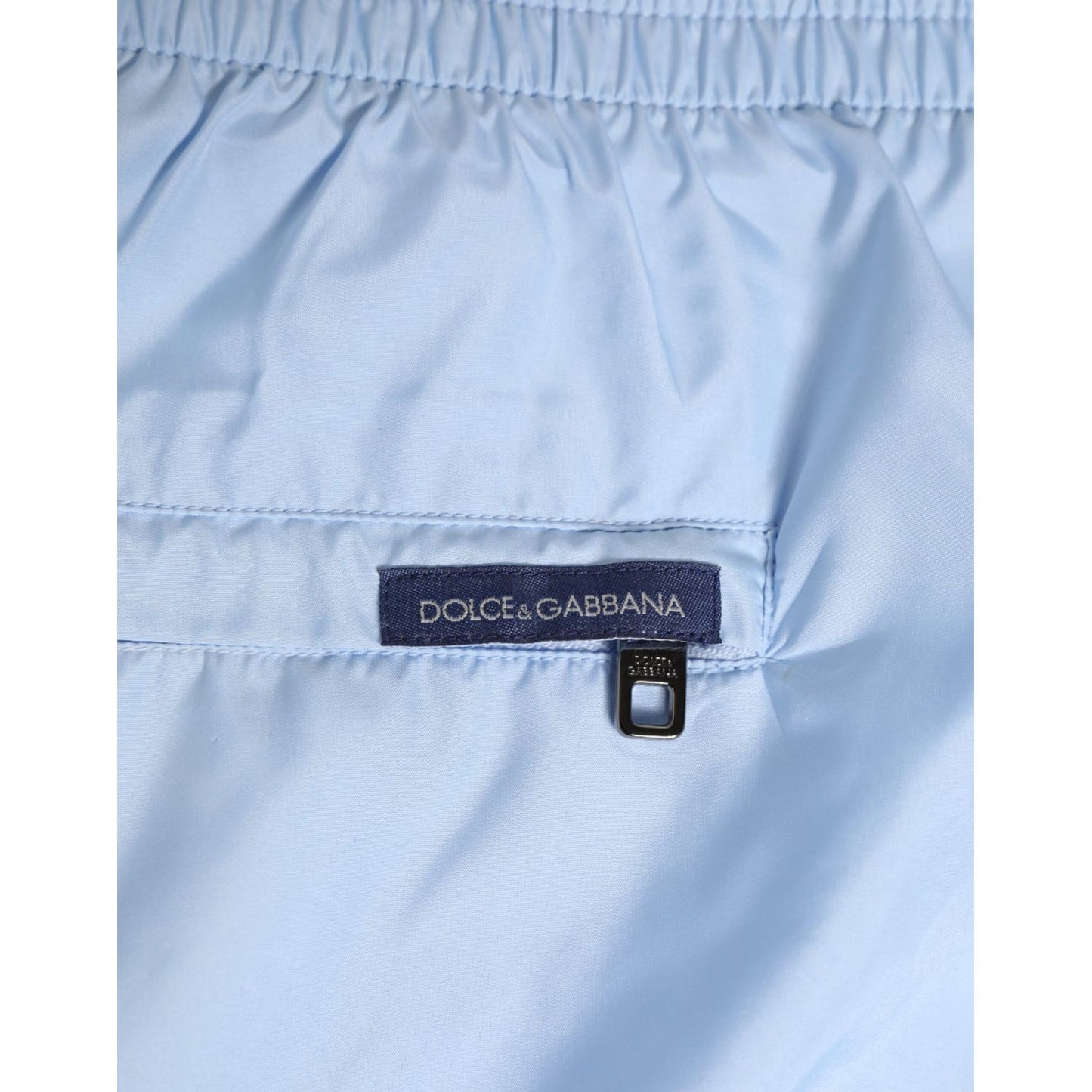 Dolce & Gabbana Light Blue Nylon DG Logo Tape Men Shorts Swimwear