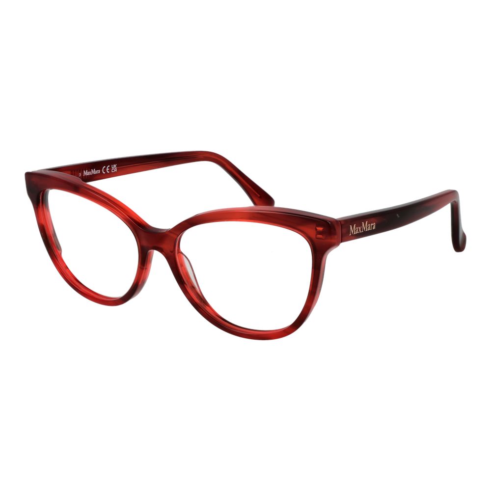 Max Mara Red Women Glasses Frame in full-rim acetate cat eye design with demo lenses.