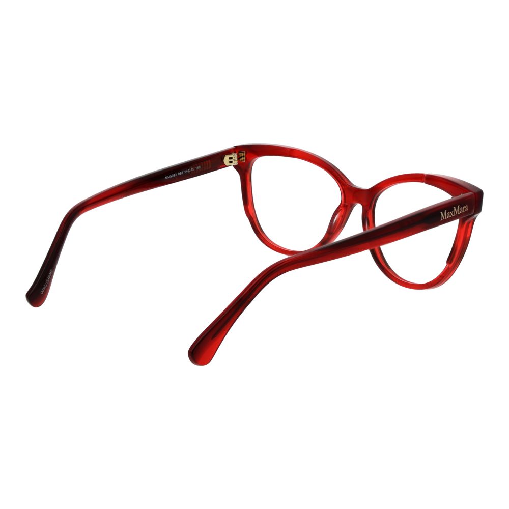 Max Mara Red Women Glasses Frame, full-rim acetate cat eye with demo lenses and branded case, size 54-15-140, temples 140mm, bridge 15mm