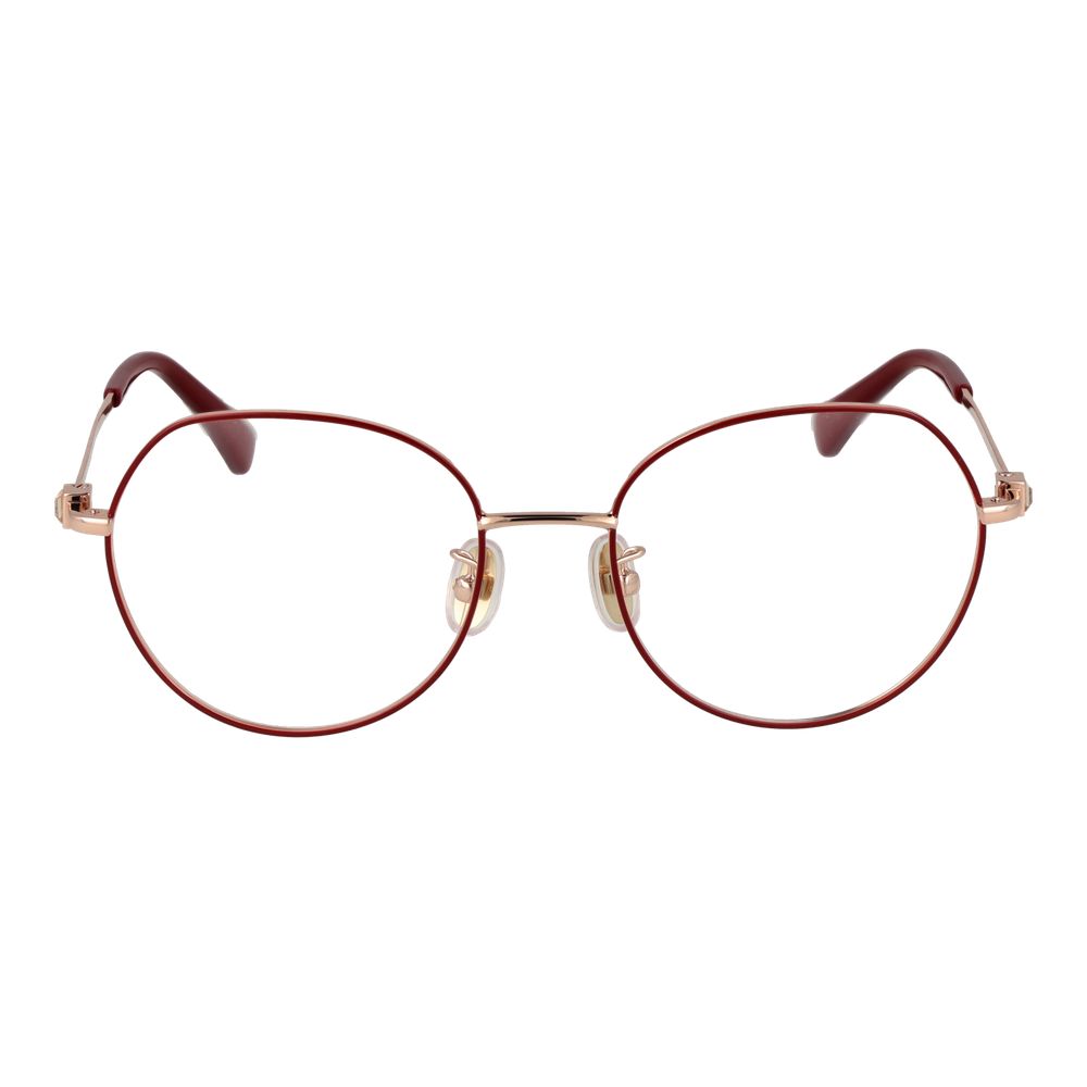 Max Mara Red Women Glasses Frame in full-rim metal, round style with demo lenses, size 52-18-140, no extra features included.