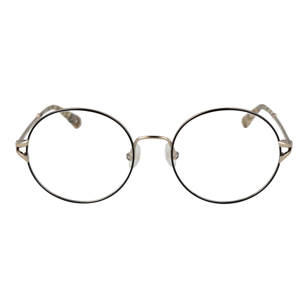 Christian Lacroix Beige Women Glasses Frame in full-rim metal, round style, demo plastic lenses, size 51-18-135.